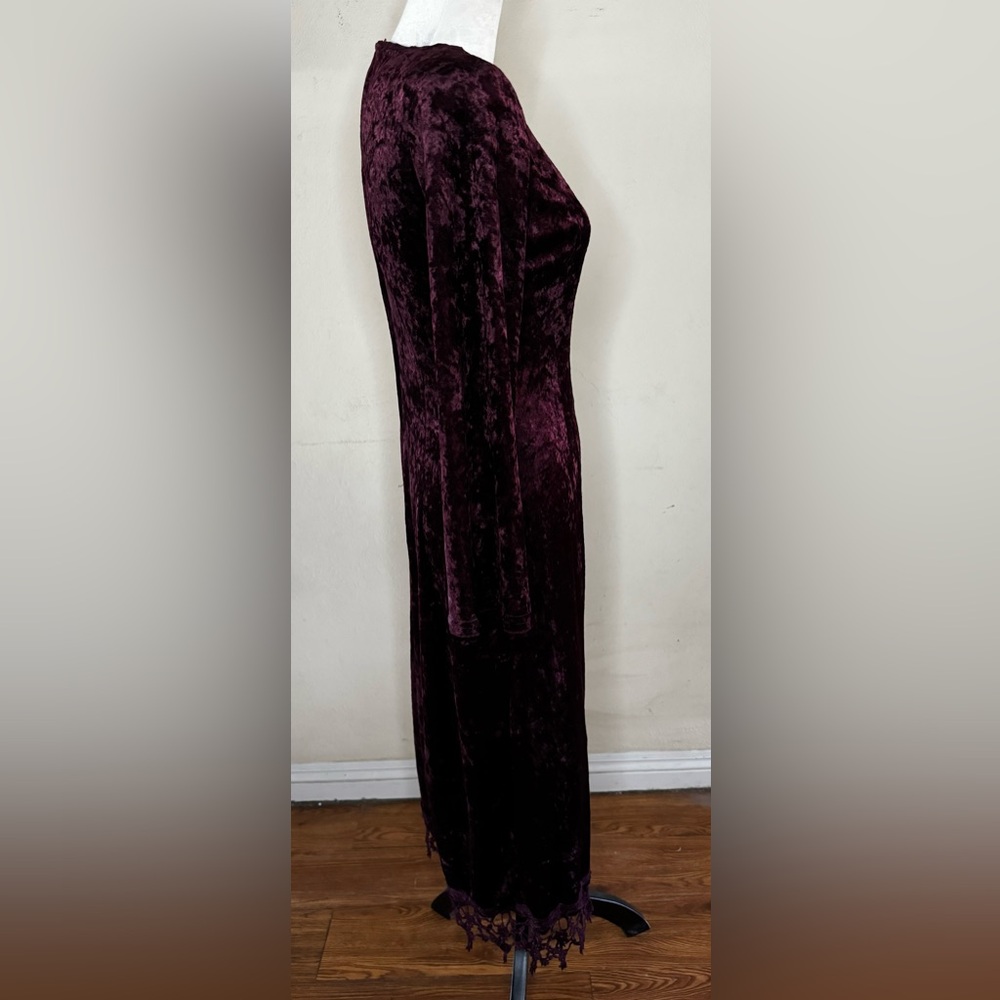 Vintage Mauve Velvet Sheath Midi Dress 90’s Witchy whimsigoth stevie knicks noir - Picture 6 of 14